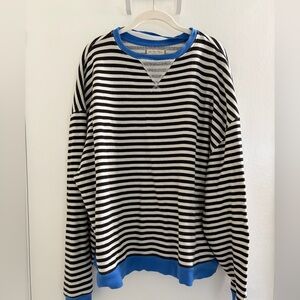 We The Free Striped Crewneck Sweater with Blue Accents